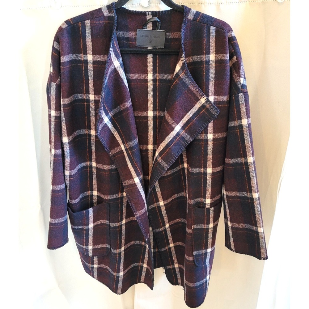 Storm Marie Jacket Rustic Plaid Wool Blend Oversized Medium Open‎ Western 16188